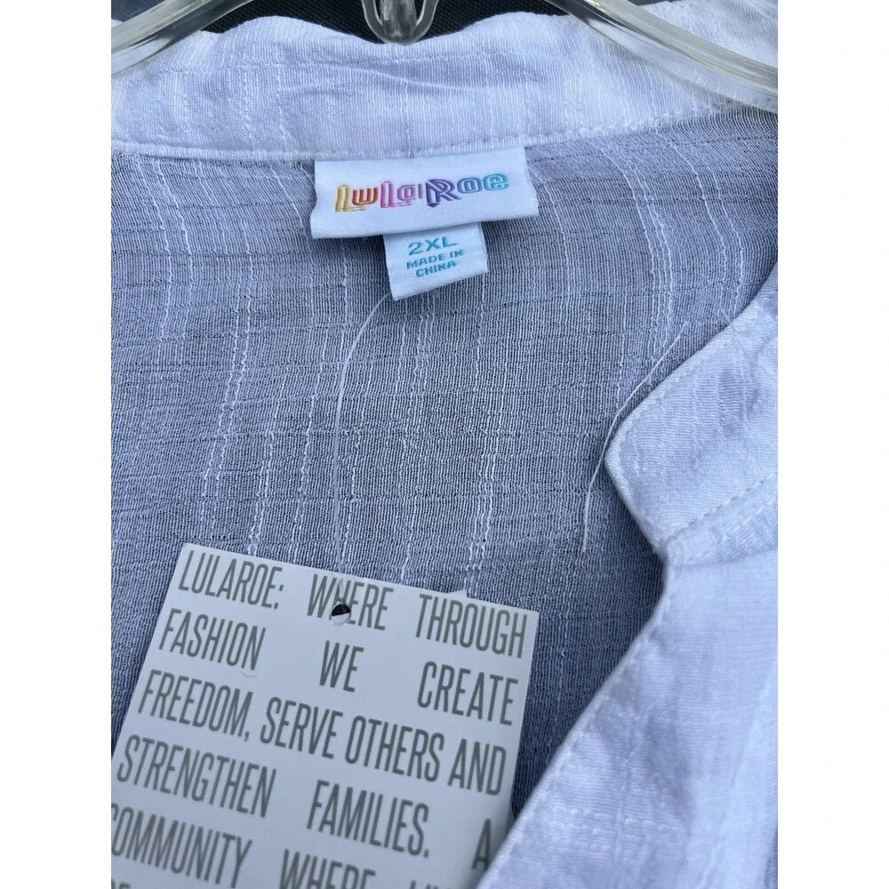 LuLaRoe Women’s Coastal Fringe Trim Cover Up Resort Collection Size 2XL White